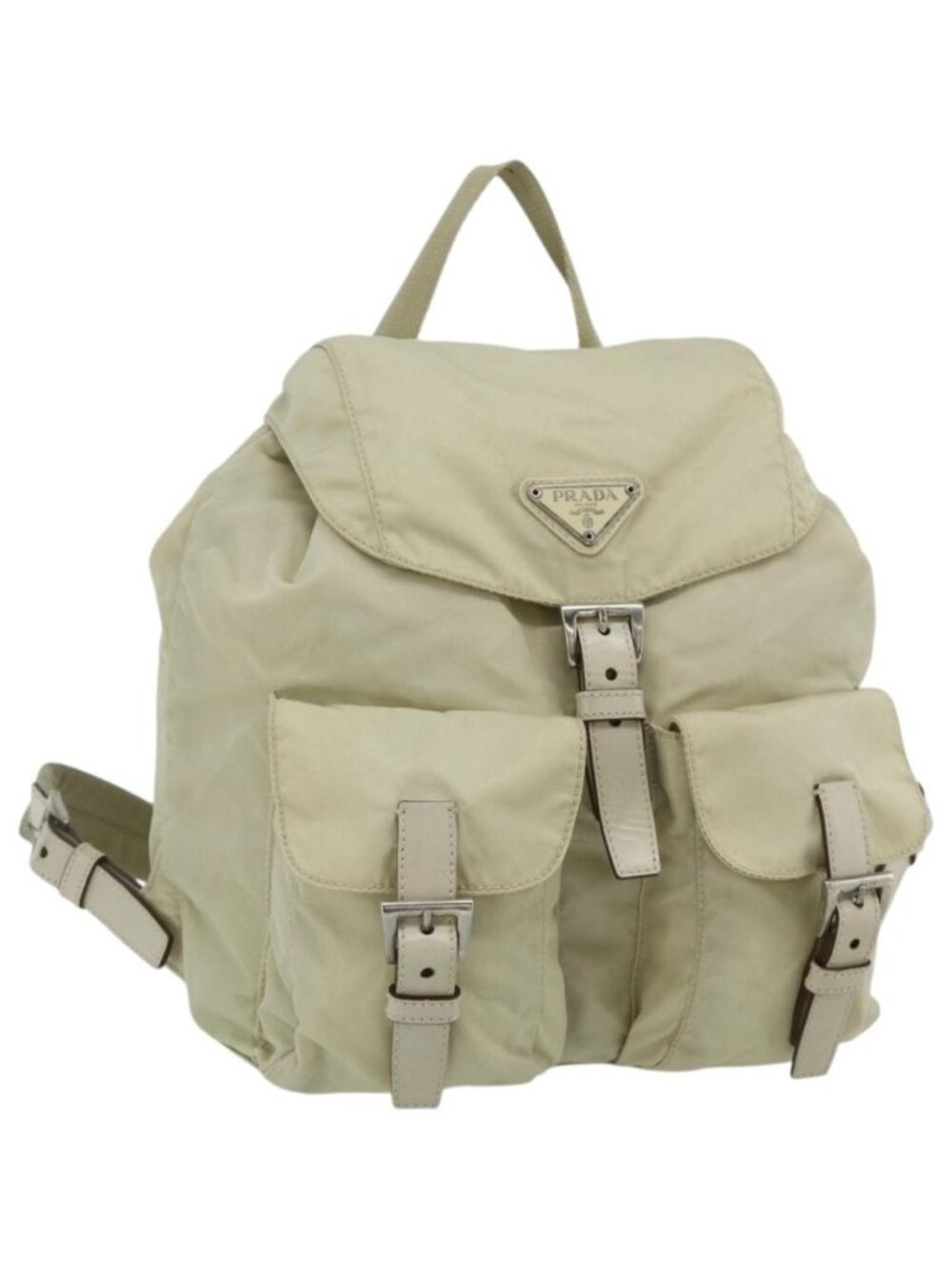 PRADA Backpack Nylon Ivory Silver